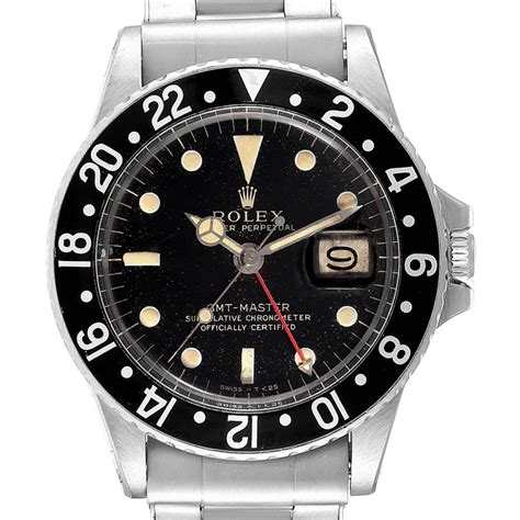 rolex gmt master vintage black bezel steel mens watch 1675|rolex gmt master vintage.